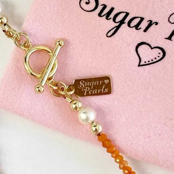 Freshwater Pearl, Carnelian & 14K Gold Necklace - Picture 5 of 7